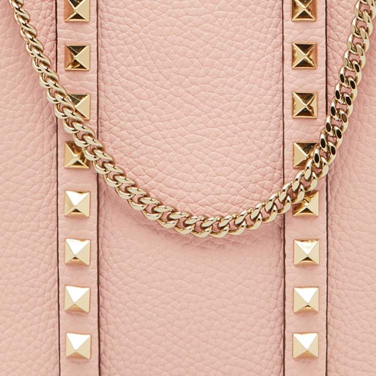 Pre Owned Valentino Light Pink Leather Rockstud Tote