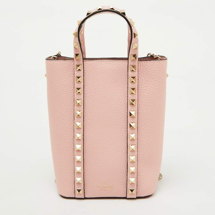 Pre Owned Valentino Light Pink Leather Rockstud Tote