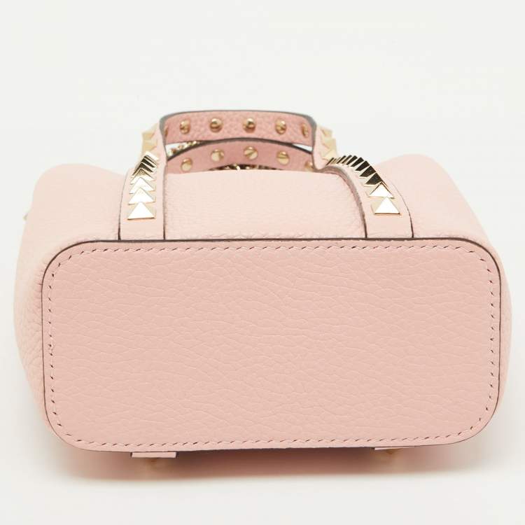 Pre Owned Valentino Light Pink Leather Rockstud Tote