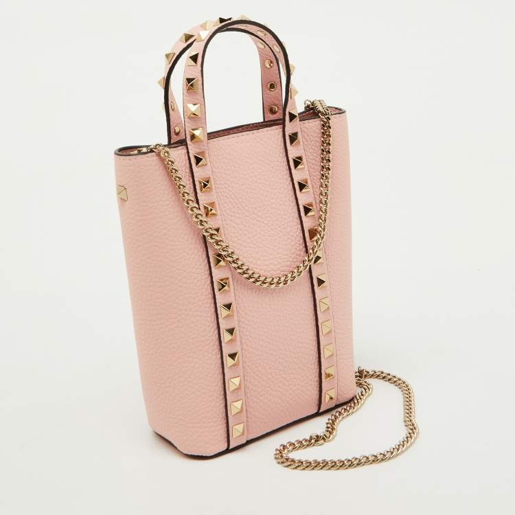Pre Owned Valentino Light Pink Leather Rockstud Tote