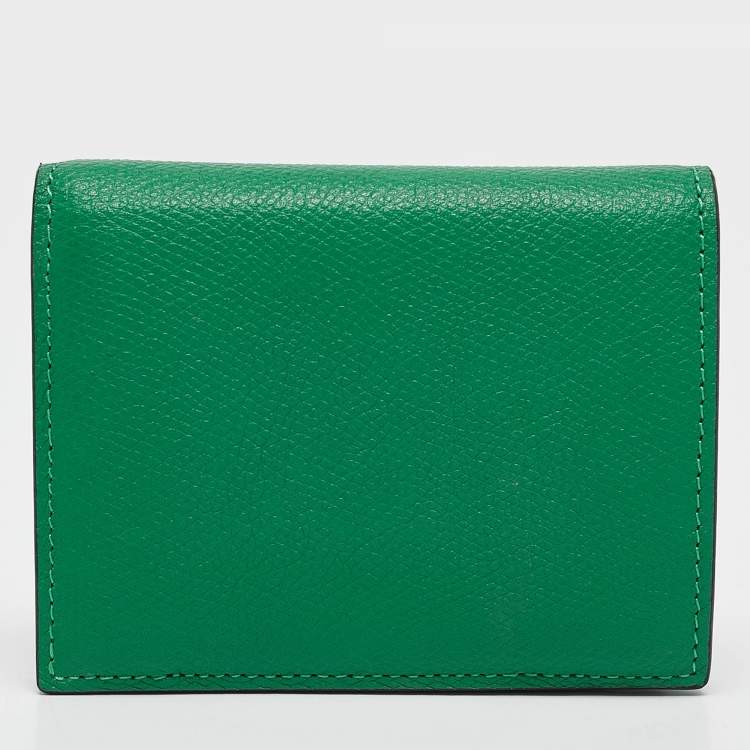 مملوكة مسبقًا Valentino Green Leather VLogo Flap Card Case