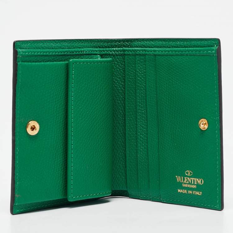 مملوكة مسبقًا Valentino Green Leather VLogo Flap Card Case