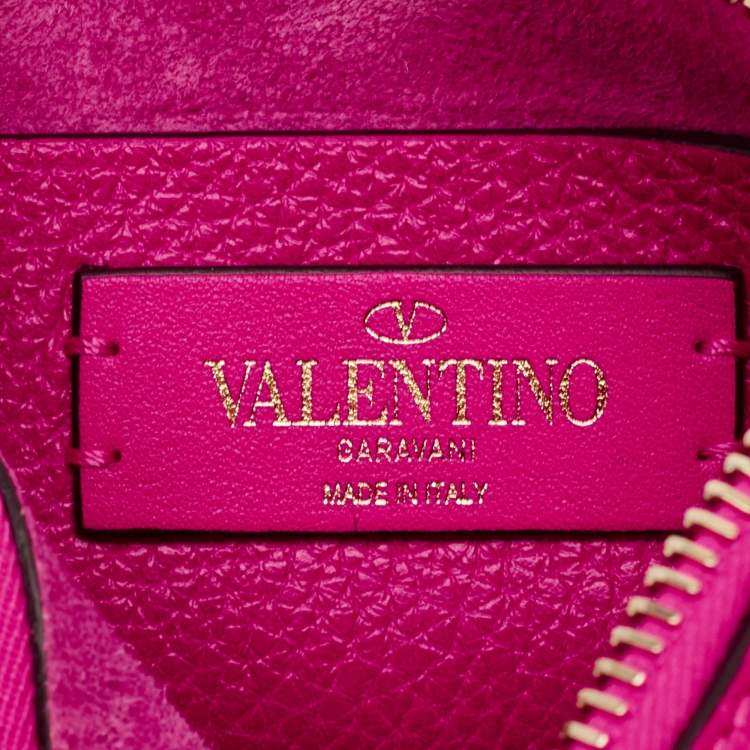 Pre Owned Valentino Pink Leather Small Rockstud Flip Lock Shoulder Bag