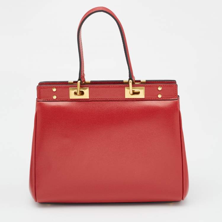 Pre Owned Valentino Red Leather Medium Rockstud Alcove Tote