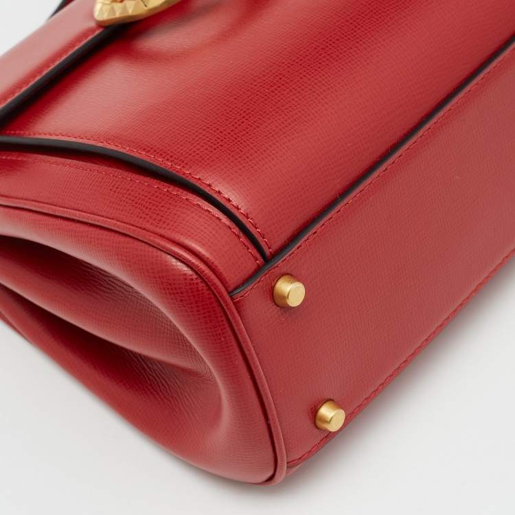 Pre Owned Valentino Red Leather Medium Rockstud Alcove Tote
