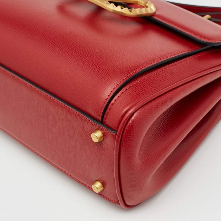Pre Owned Valentino Red Leather Medium Rockstud Alcove Tote