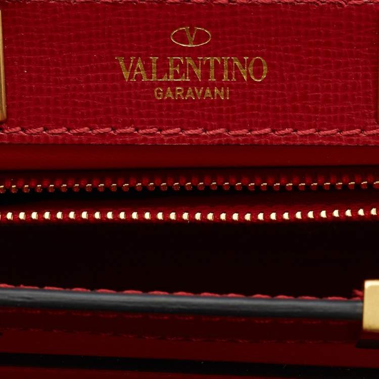 Pre Owned Valentino Red Leather Medium Rockstud Alcove Tote