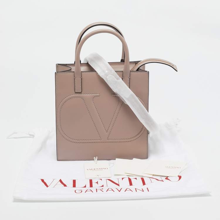 Pre Owned Valentino Dusty Pink Leather Small VLogo Walk Tote