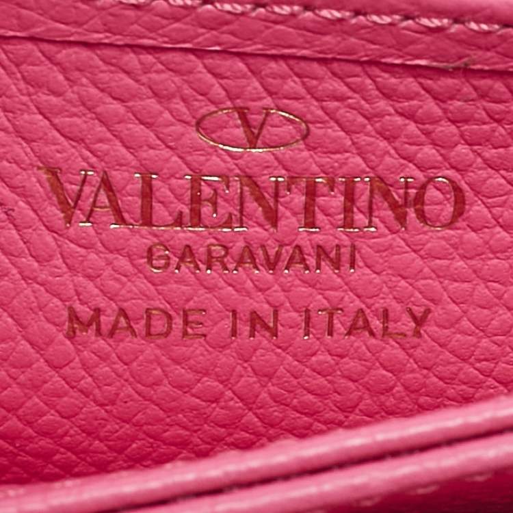 مملوكة مسبقًا Valentino Pink Leather VLogo Gusset Card Case