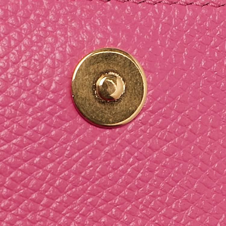 مملوكة مسبقًا Valentino Pink Leather VLogo Gusset Card Case