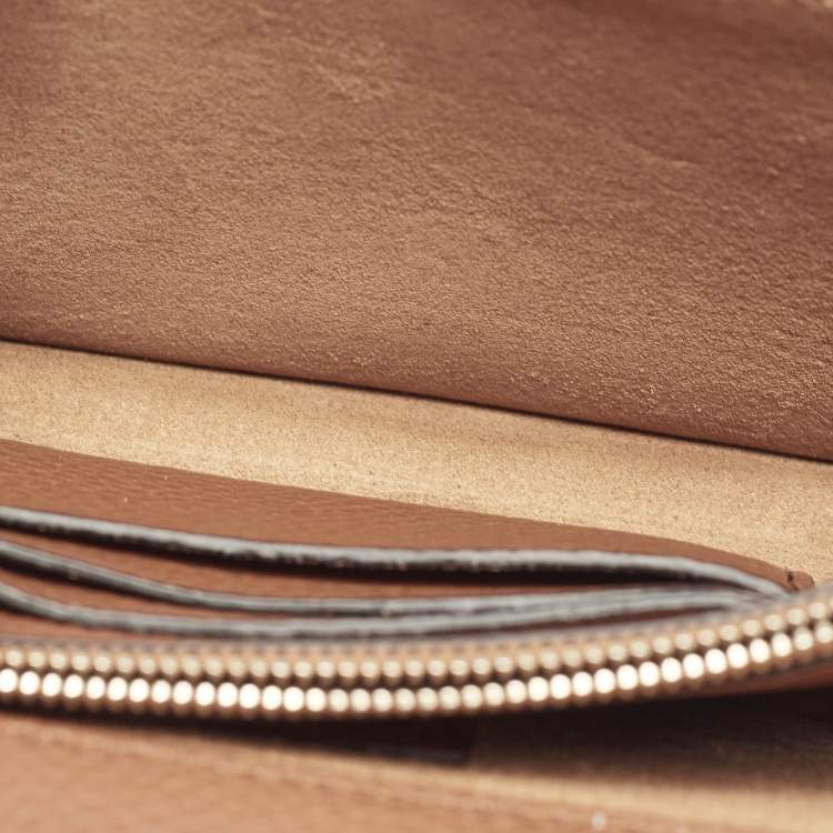 Pre Owned Valentino Brown Leather Rockstud Wallet On Chain
