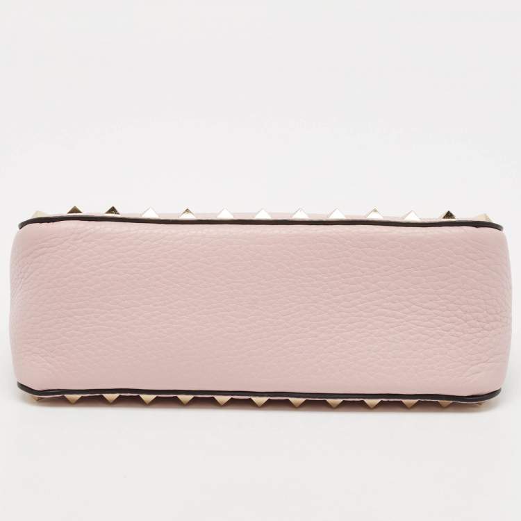 Pre Owned Valentino Lilac Leather Small Rockstud Top Handle Bag