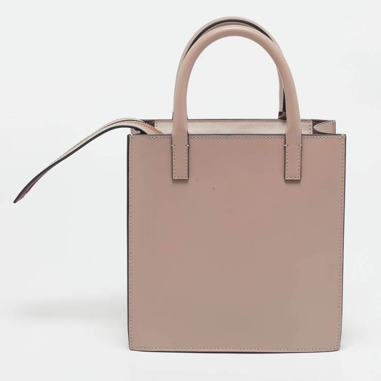 Pre Owned Valentino Beige Poudre Leather Small VLogo Walk Tote