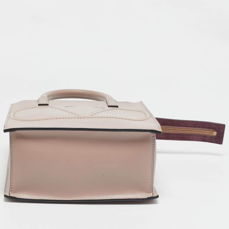 Pre Owned Valentino Beige Poudre Leather Small VLogo Walk Tote