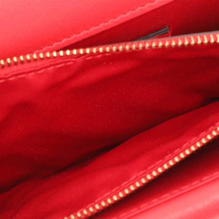 Pre Owned Valentino Red Leather VRing Chain Crossbody Bag