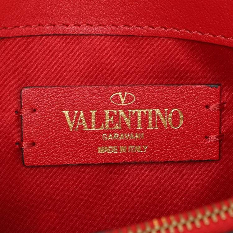 Pre Owned Valentino Red Leather VRing Chain Crossbody Bag
