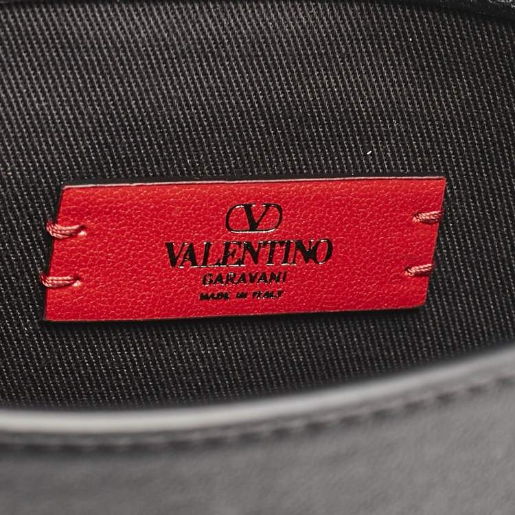 Pre Owned Valentino Black Leather Rockstud Flap Crossbody Bag