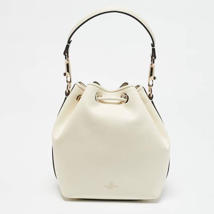 Pre Owned Valentino Cream Leathert Loco Bucket Bag