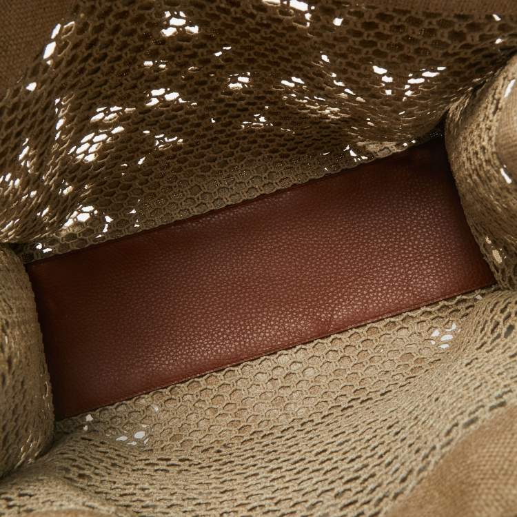 Pre Owned Valentino Beige Canvas and Raffia Medium Resort Flower Tote