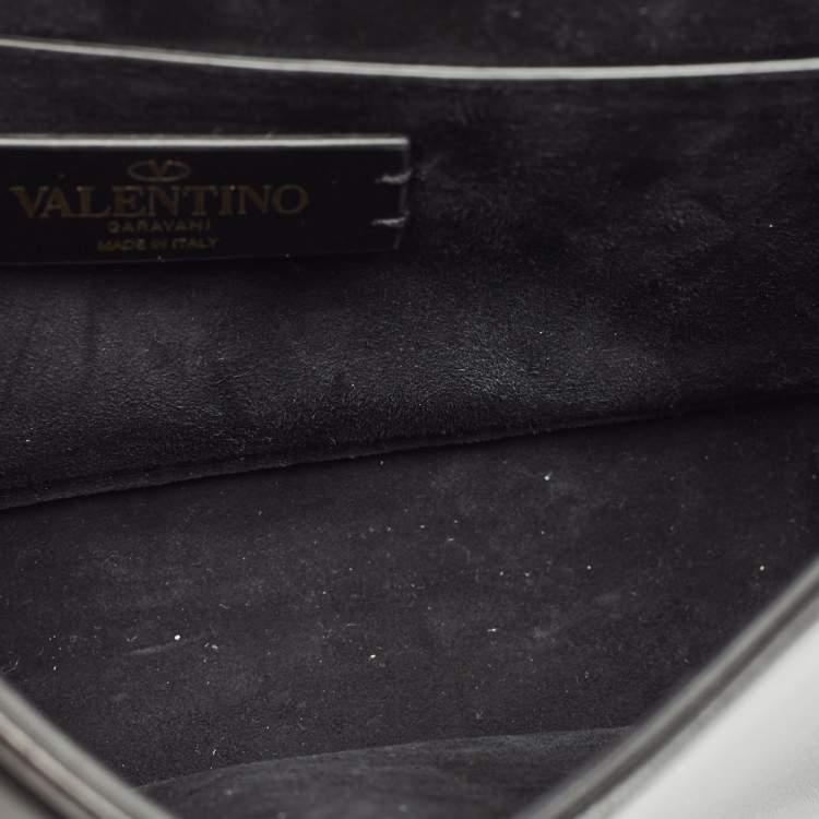 Pre Owned Valentino Black Leather VLogo Flap Crossbody Bag