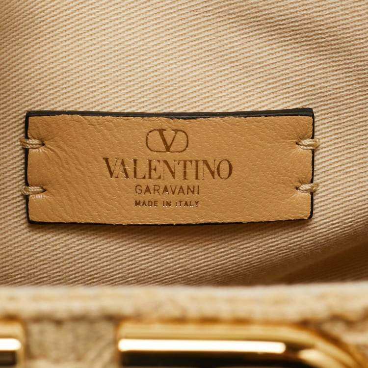 Pre Owned Valentino Natural Butterfly Effect Raffia Small VLogo Tote