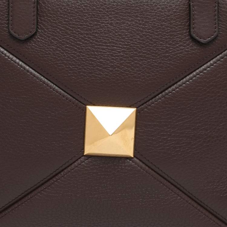 Pre Owned Valentino Brown Leather Medium One Stud Tote