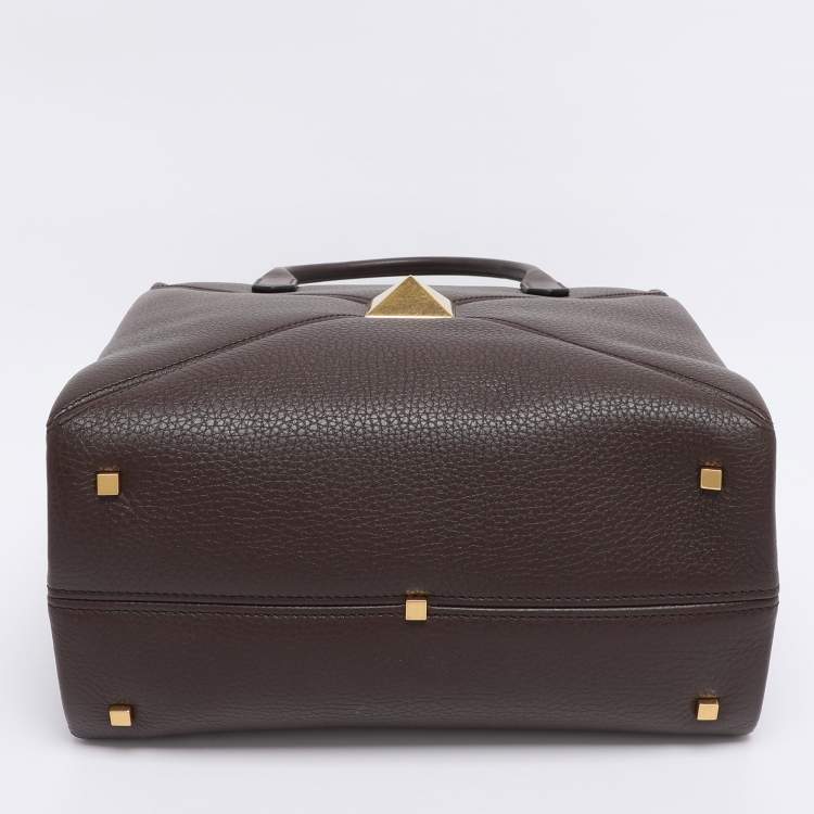 Pre Owned Valentino Brown Leather Medium One Stud Tote