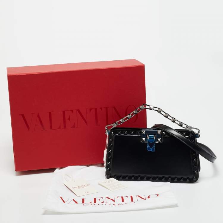 Pre Owned Valentino Black Leather Rockstud Clutch