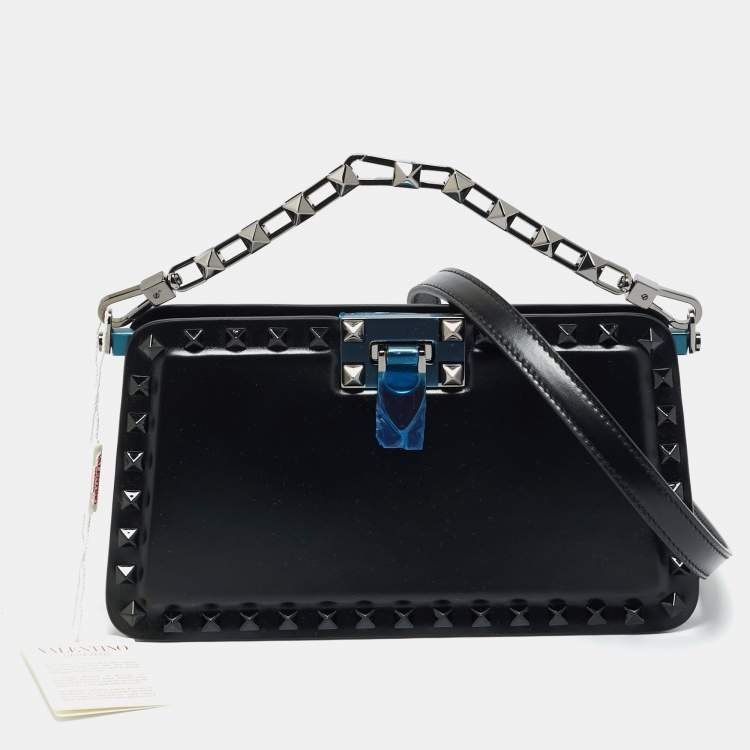 Pre Owned Valentino Black Leather Rockstud Clutch