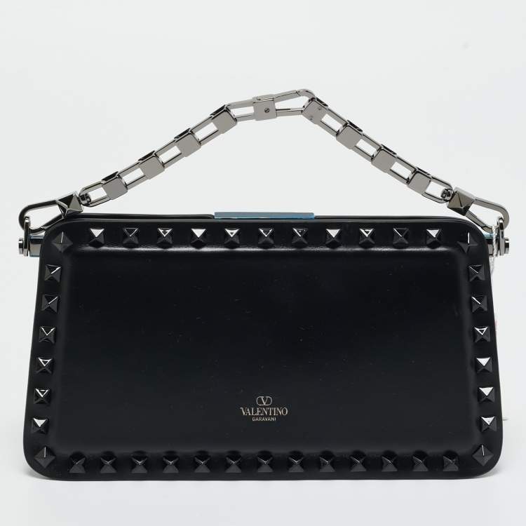 Pre Owned Valentino Black Leather Rockstud Clutch