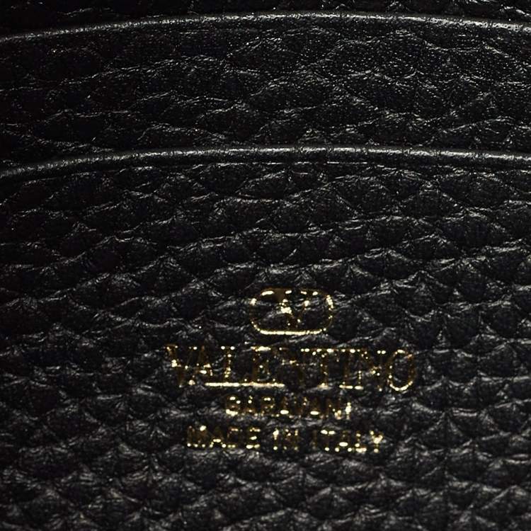 Pre Owned Valentino Black Leather Rockstud Wristlet Slim Pouch