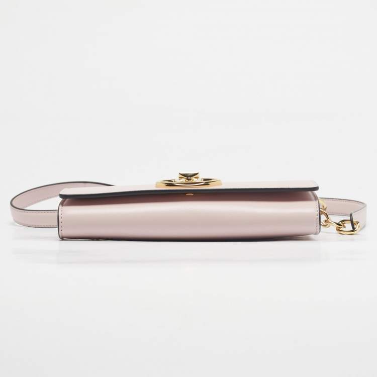 Pre Owned Valentino Pink Leather VLogo The Bold Edition Wallet on Strap