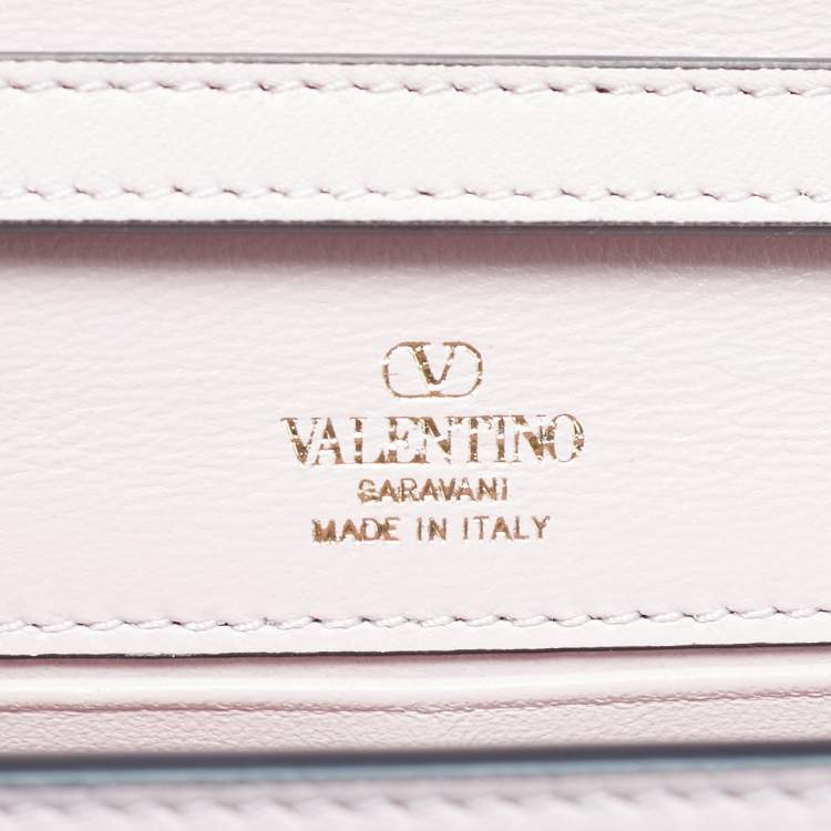 Pre Owned Valentino Pink Leather VLogo The Bold Edition Wallet on Strap