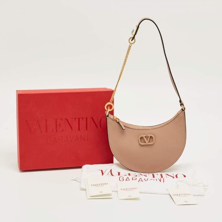 Pre Owned Valentino Beige Leather Mini VLogo Hobo