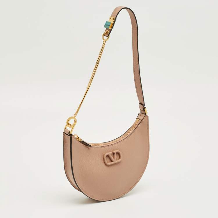 Pre Owned Valentino Beige Leather Mini VLogo Hobo