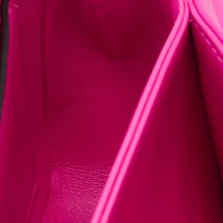 Pre Owned Valentino One Stud Fuchsia Pink Leather Chain Shoulder Bag