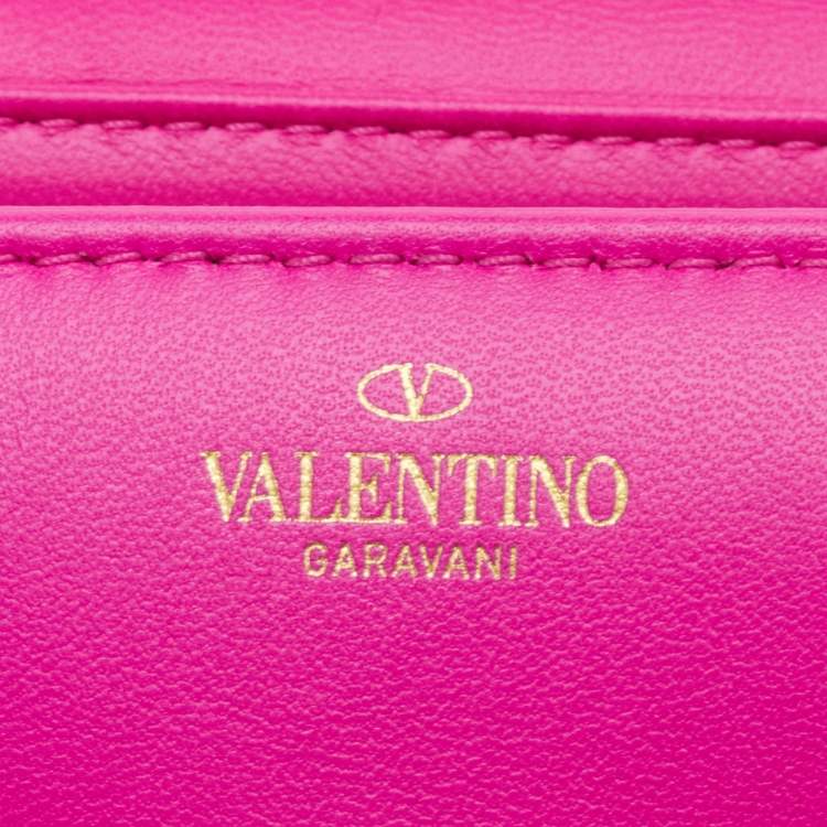 Pre Owned Valentino One Stud Fuchsia Pink Leather Chain Shoulder Bag