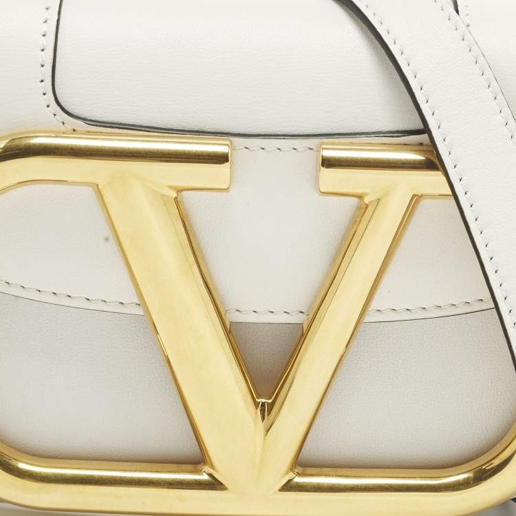 Pre Owned Valentino Supervee Small White Leather Shoulder Bag