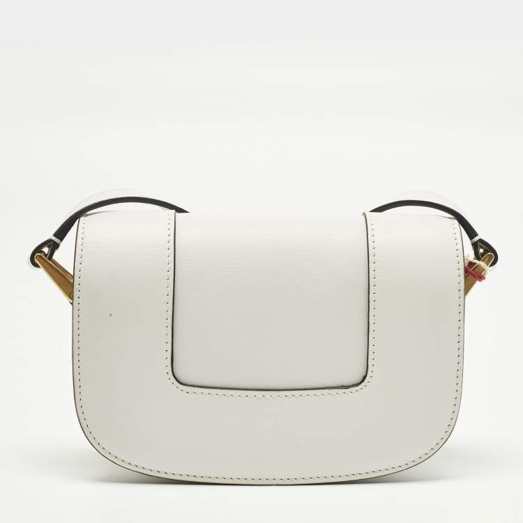 Pre Owned Valentino Supervee Small White Leather Shoulder Bag