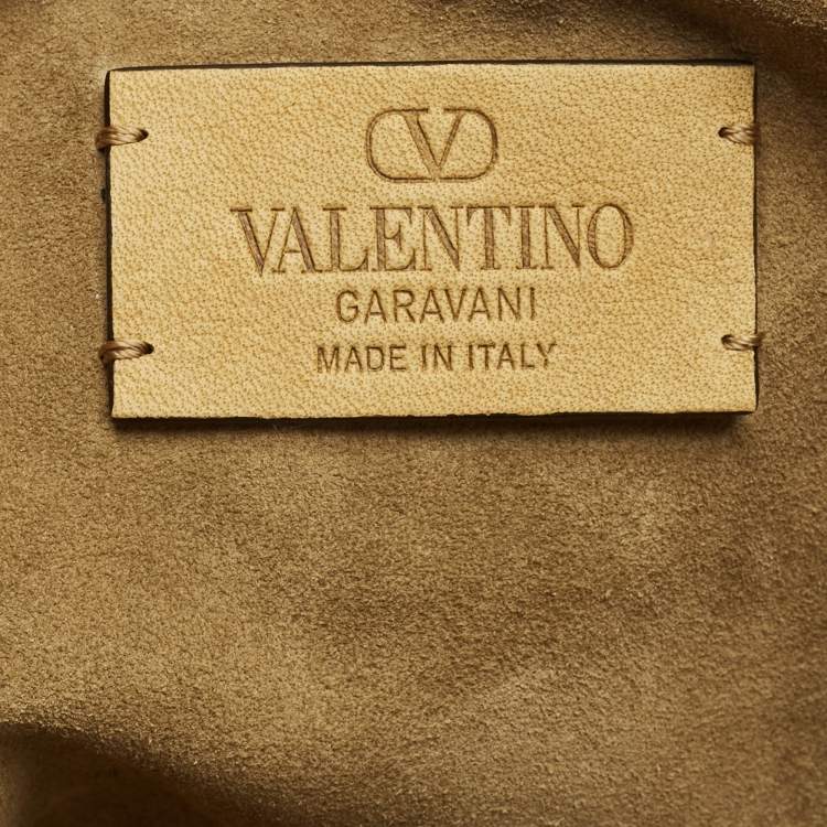 Pre Owned Valentino Embroidered Nellcôte Olive Green Fabric and Suede Tote