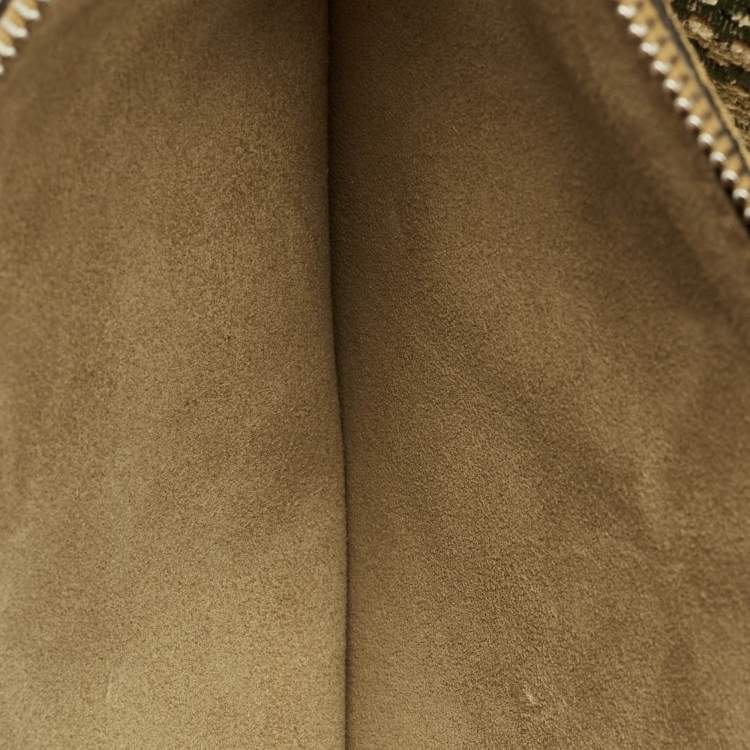 Pre Owned Valentino Embroidered Nellcôte Olive Green Fabric and Suede Tote