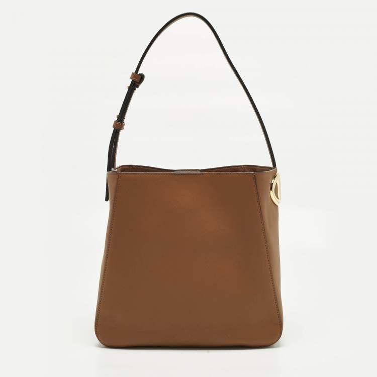 مملوكة مسبقًا Valentino VLogo Brown Leather Bucket Bag