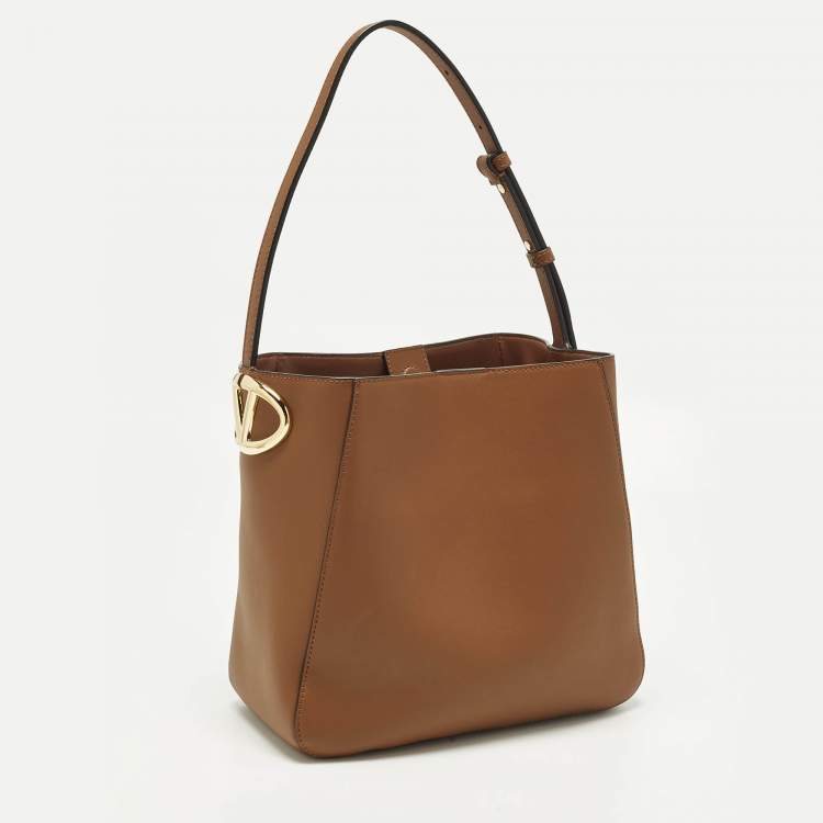 مملوكة مسبقًا Valentino VLogo Brown Leather Bucket Bag