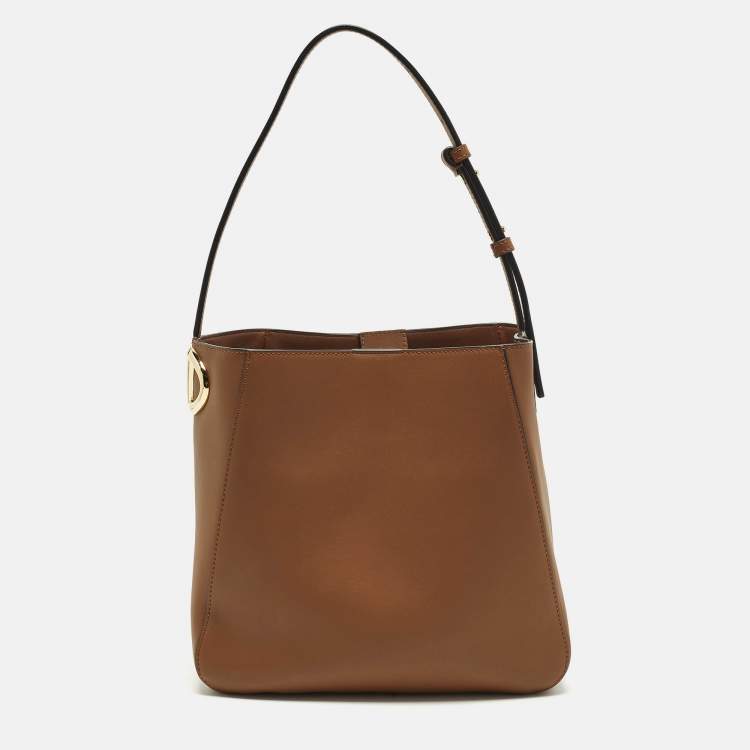 مملوكة مسبقًا Valentino VLogo Brown Leather Bucket Bag