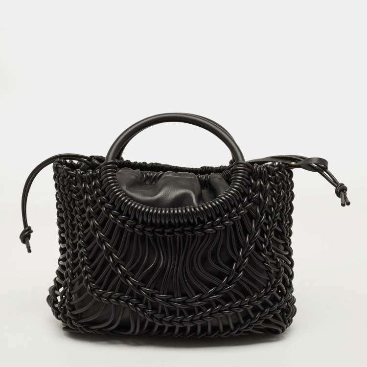 مملوكة مسبقًا Valentino Allknots VLogo Black Woven Leather Tote