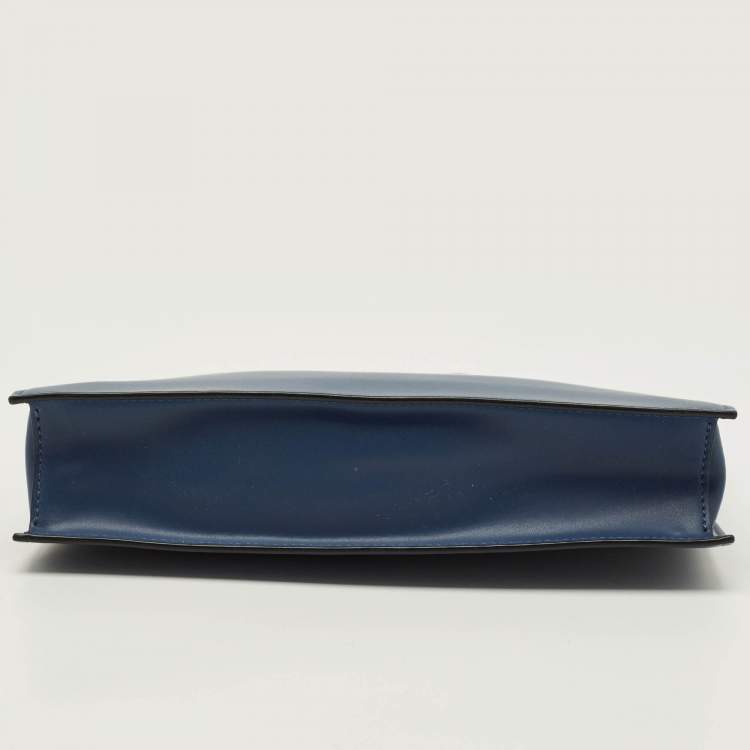 Pre Owned حقيبة يد صغيرة فالنتينو جلد أزرق بحري بسحاب مقبض معصم