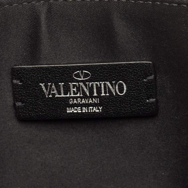 Pre Owned حقيبة يد صغيرة فالنتينو جلد أزرق بحري بسحاب مقبض معصم