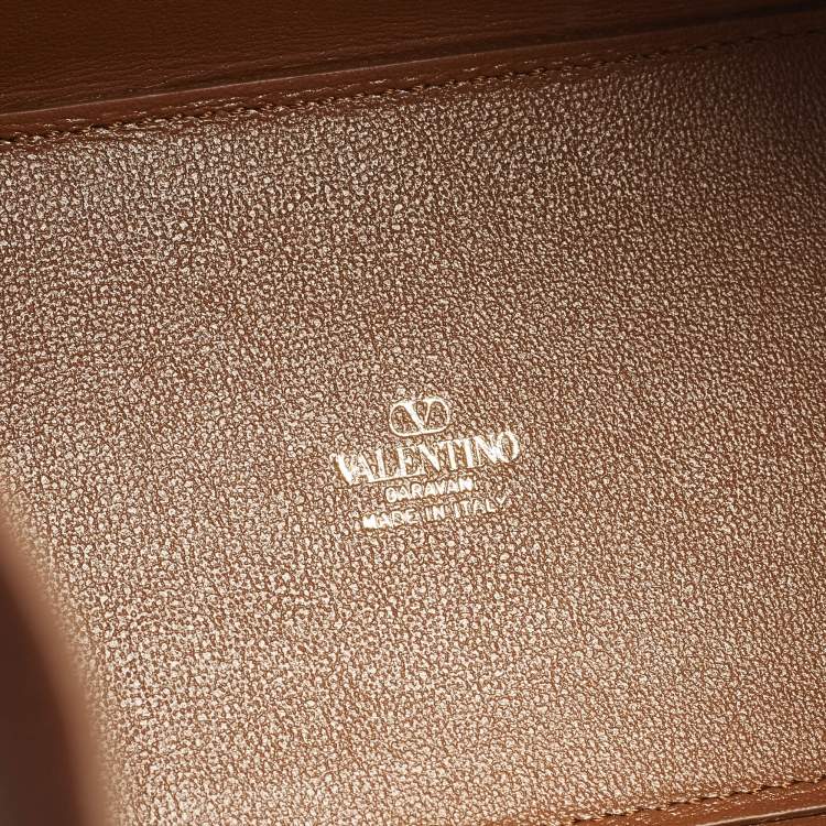 Pre Owned Valentino VLogo Mini Beige/Brown Raffia and Leather and Bucket Bag