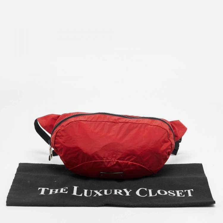 Pre Owned Valentino Red Nylon Belt Bag