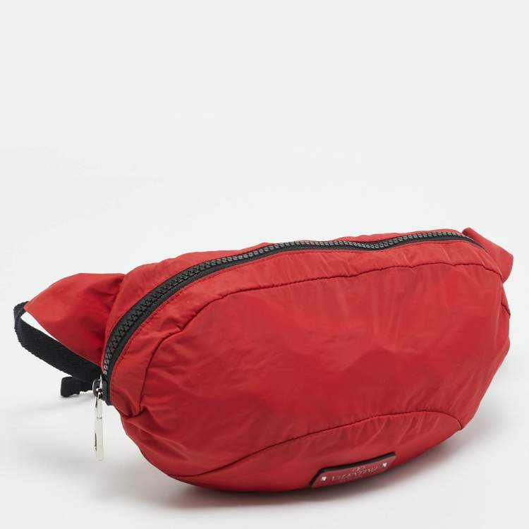 Pre Owned Valentino Red Nylon Belt Bag